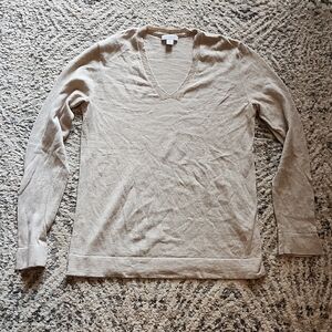 J. Jill Silk & Cotton Beige V Neck Sweater Size XS